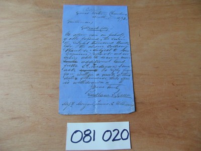 19th C. WELSH MINING HAND WRITTEN MANUSCRIPT LETTER 1873 GILLFACH COLLIERY SIGND