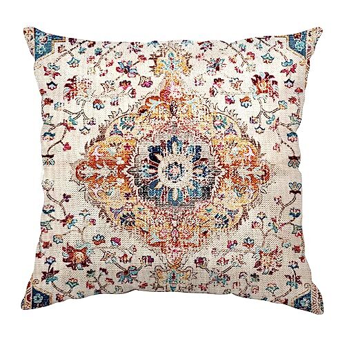 Boho 18x18 Inch Pillow Covers Persian Carpet Vintage Throw Style 12-image