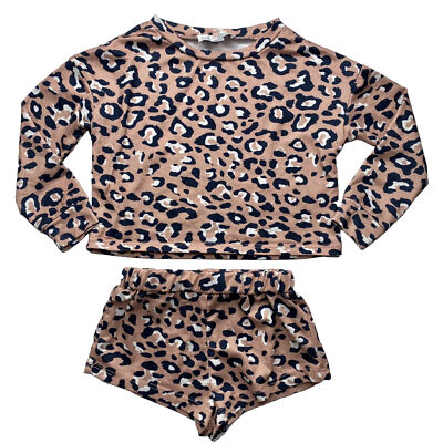 Bailey s Blossoms Leopard Mauve Long Sleeve Shirt & Shorts Outfit; Sz 18-24 Mon