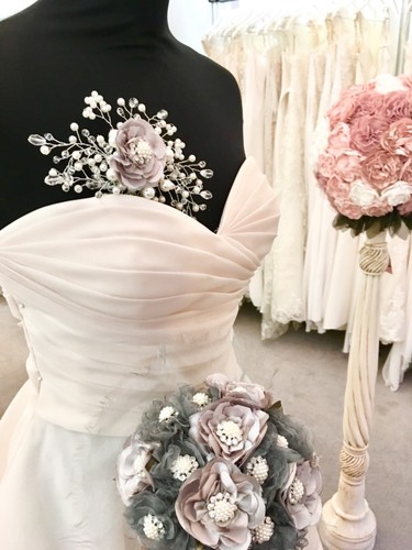 Hochzeit Braut Blume Spray Haarkamm Satin & Organza Kunstperle & Strass - Bild 9 von 10