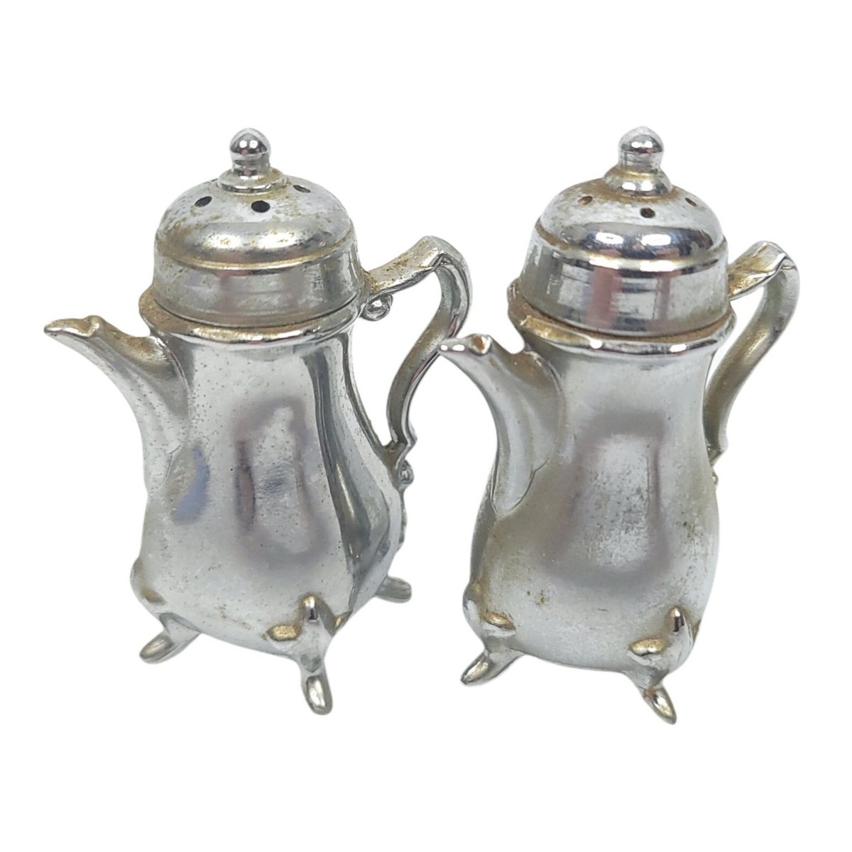 Vintage Nu-Trend By Cory Salt Pepper Shaker Teapot Silver Plate