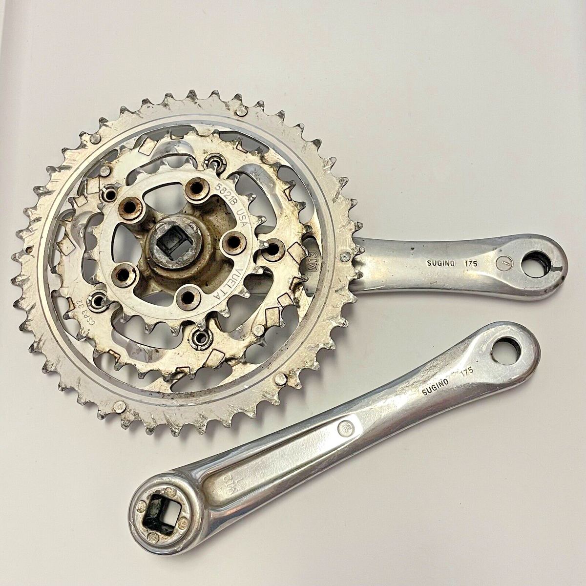 VINTAGE Girvin Sugino 175mm 42/32/22T Triple Crank Set MTB CSS III