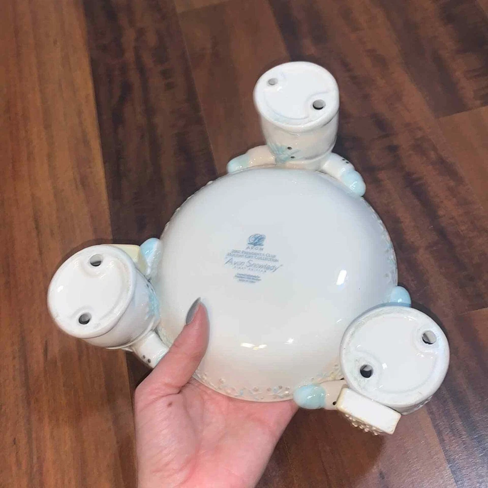 Plato de caramelo Avon Presidents Club colección de regalos navideños Avon Snow Lady Foto 2 de 4