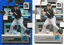2022 DONRUSS JAKE BURGER 3B WHITE SOX RATED ROOKIE #37 BASE & BLUE FOIL LOT OF 2