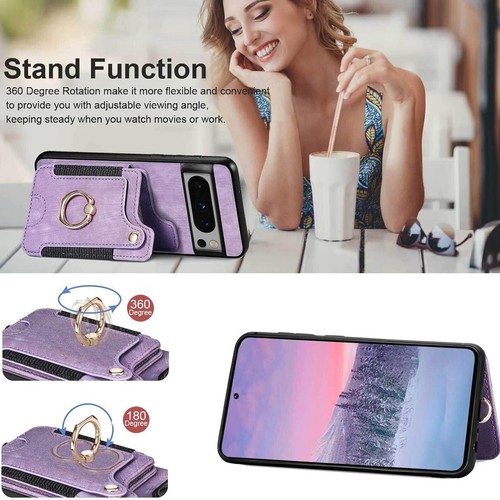 Custodia portafoglio pelle magnetica per Google Pixel 9 Pro XL/8a/7a/6a slot scheda + cinturino - Foto 25 di 55