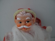 VINTAGE 7" SANTA CLAUS Figure Doll Ornament Felt Plastic Rubber Face JAPAN