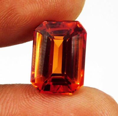 Certified 9.60 Ct Flawless Natural Maple Orange Sapphire Emerald 13.1x9.5 mm