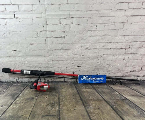 SHAKESPEARE REVERB SPINNING FISHING ROD AND REEL COMBO NEW RED 5’6” / 6lb
