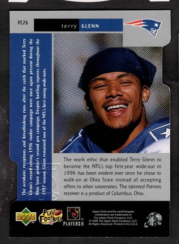 1998 Terry Glenn Upper Deck Black Diamond Platinum Die Cut Patriots PC26 - Picture 2 of 2