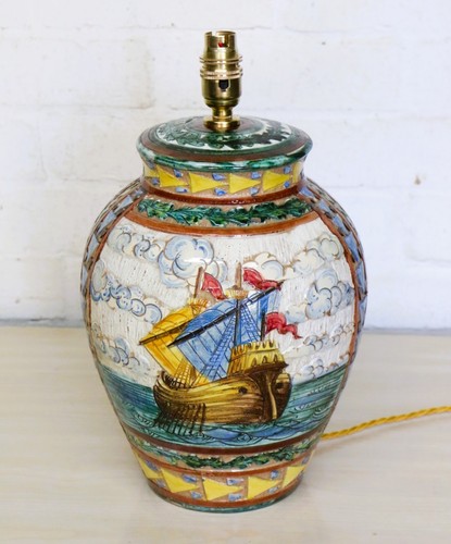 Table Lamp Italian Deruta Polychrome Majolica Ceramic Lamp Early 20th C. - Picture 2 of 23