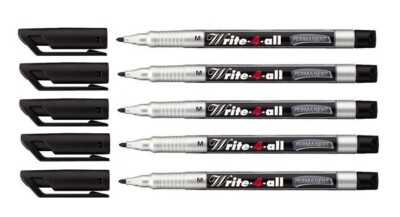 5 x STABILO Permanent-Marker Filzstift Write-4-all, M 1mm lichtbeständig schwarz
