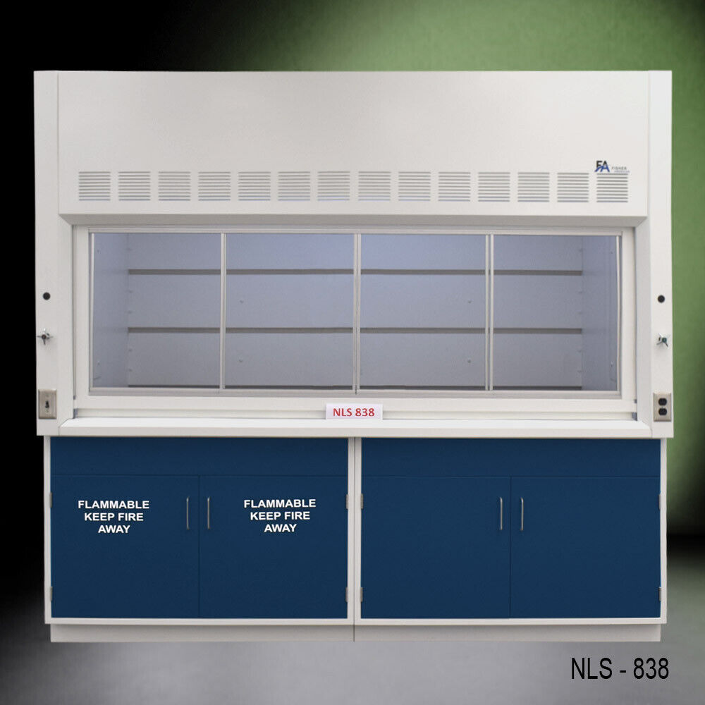 8' x 4' Laboratory Bench Fume Hood w/ Flammable & General Storag