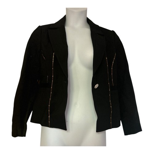 Blazer Ponte Negro Talla 14 Detalle Estrás Carrera Cóctel Cena Fiesta Chaqueta - Imagen 11 de 15