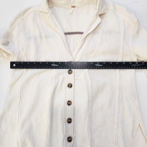 Free People All About The Feels Button Up Shirt XS Ivory Gauzy Cotton Tunic - Picture 6 of 10