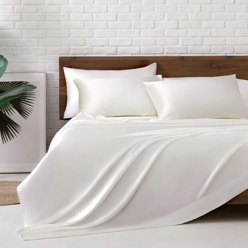 Juego de 4 sábanas de satén Queen ropa de cama suave y sedosa con bolsillo profundo de 15 pulgadas - Imagen 59 de 66