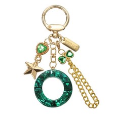 Initial Letter Keychain for Women Cute Heart Butterfly Star Chain Green O