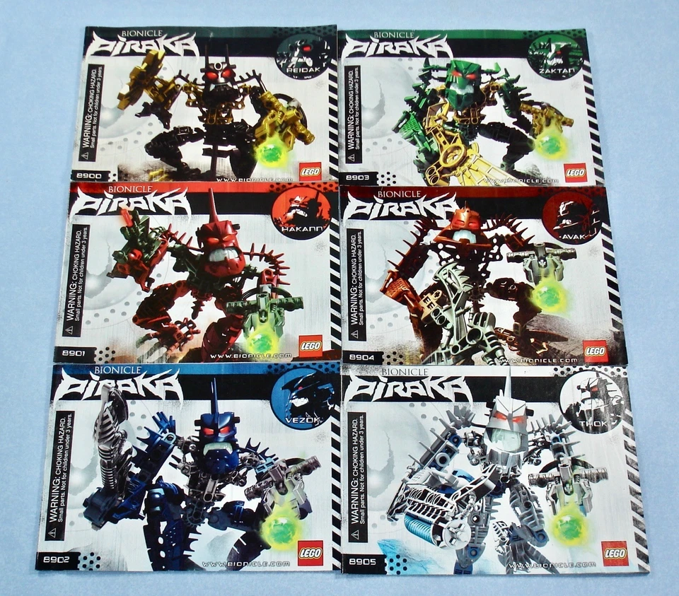 All 6 Lego Bionicle PIRAKA (8900-8905) with Light-Up Eyes + Canisters + Manuals - Image 2 of 4