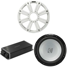 Kicker Marine KPX500.1 Powersports Amp  12" 4 Ohm  White Grill  Subwoofer ...