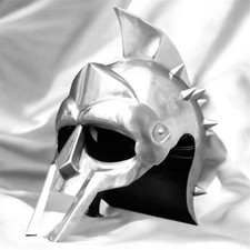Roman Gladiator Helmet Hand-Forged Spartan Armor with Spiked Crest for LARP, SCA