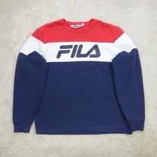 Fila Sweatshirt Herren 2XL Mehrfarbig Colourblock Spellout Logo Skate Grunge