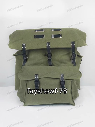 GERMAN Rucksack Mountain Trooper Large Capacity Canvas Backpack w/Leather Strap - Picture 5 of 12