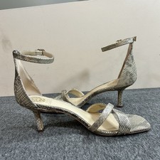Vince Camuto Sariss Snakeskin Pattern Kitten Heal Ankle Strap Sandals 11 M