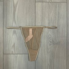 Vintage Victorias Secret Rhinestone Mesh V-String Thong Gold Y2K NWT Small 1293