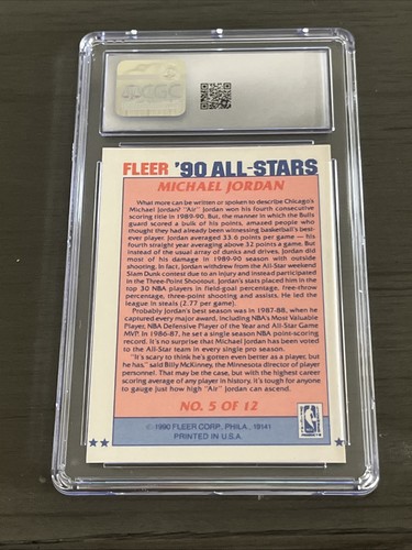 1990-91 Fleer All-Stars #5 Michael Jordan NM/Mint CGC 8 - Bild 2 von 2