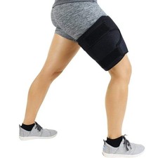 VIVE Thigh Brace OSFM, Black Hamstring Quad Wrap - Adjustable Compression Sleeve