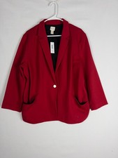 NWT Chicos Blazer Suit Jacket Womens 3 Red 1 Button Academia Nylon Blend