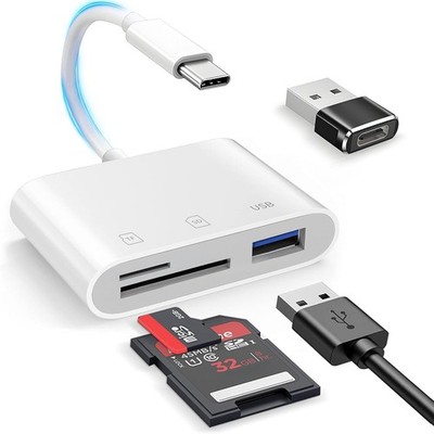 USB C SD Card Reader,USB C for iPhone 15 16/iPad/Mac/Laptop，3 in 1 sd white 