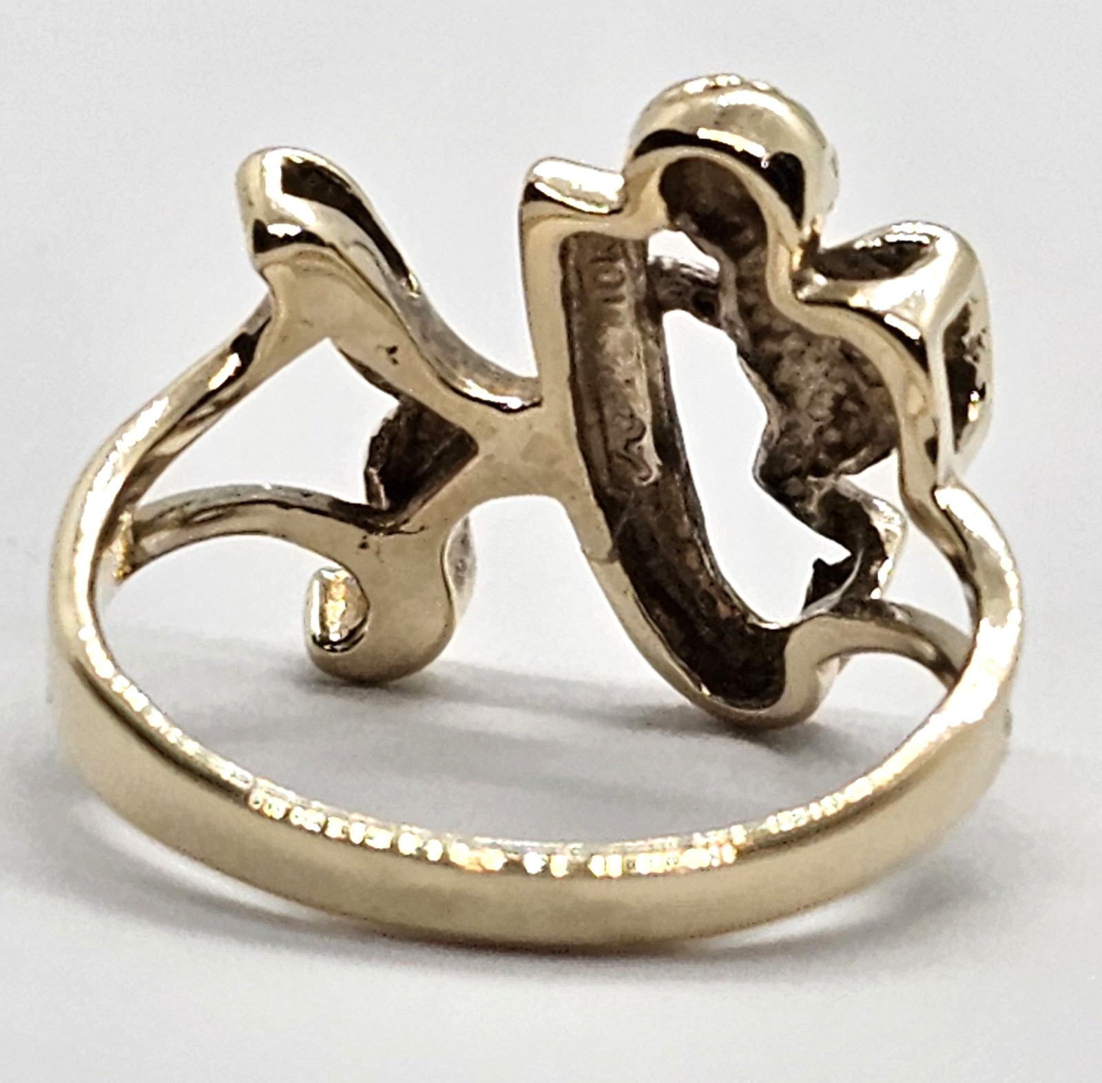 Script Initial K Ring 10k Yellow Gold with an ang… - image 4