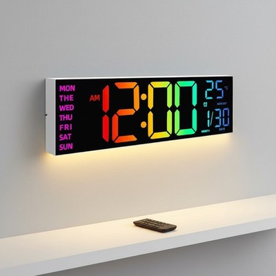 16,2 Zoll Digitale Wanduhr mit Fernbedienung - Großes LED-Display, Anpassbar RG...