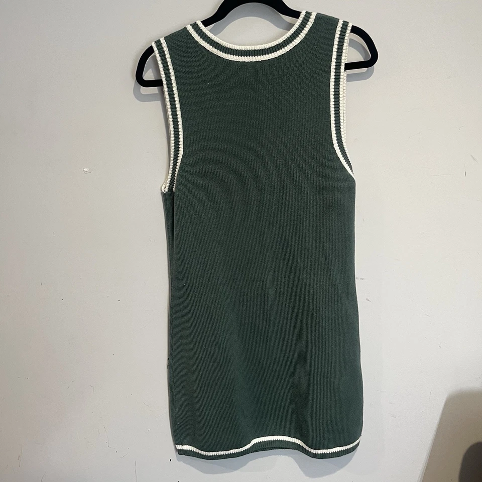 Mini Vestido Suéter Tejido Y2K Hollister Talla XL Preppy Tenis Universitario Verde Azul Foto 3 de 4