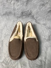 UGG Men's Ascot Matte Leather Loafer Slipper Brown Size 9 UGGplush Rubber Sole