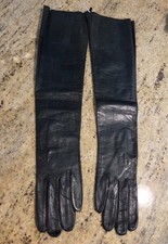 New Vintage Women's Size S 6.5 Dark Green Leather Formal 17" Long Gloves