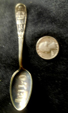 Cuillère souvenir plaqué argent 1910 publicitaire "JELL-O" -Jell-O fille au manche