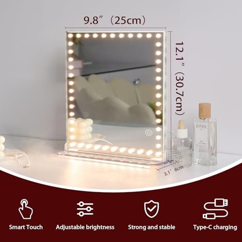 VANITII Vanity Mirror with Lights LED Lighted Makeup Mirror with 12"L x 9.84"W - Afbeelding 7 van 7