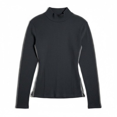 J.Crew Heather charcoal Gray Premium Rib Turtleneck Tee Whipstitch Trim S NWT