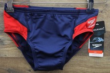 Speedo Men's Endurance Spark Splice Brief Swimsuit Size 26 Navy/Red