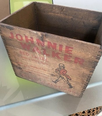 ANTIQUE JOHNNIE WALKER Red LABEL WOOD CRATE SCOTCH WHISKY SCOTLAND RARE NICE!