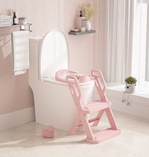 Potty Training Seat with Ladder 2 in 1 Step Stool, Foldable, Pink