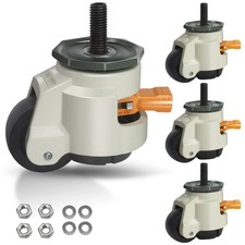 Heavy Duty Leveling Stem Casters Set of 4, 2200 LBS Adjustable Wheels