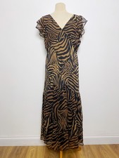Rixo London Dress Size 2XL UK 18 Cinzia Silk Maxi Size Animal Tiger Print