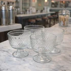Vintage FEDERAL Swirl Ice Cream Footed Bowls - 3.25” - 1940s - Mid Century Style