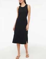 J .Crew Black Sleeve Less Round Neck Tie-Back Knit Midi Sheath Dress Size M