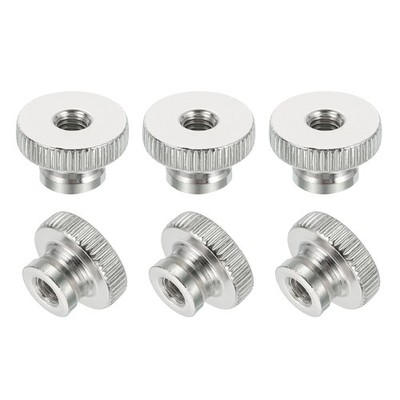 6Pcs Knurled Thumb Nuts, M6x12mm Carbon Steel Nut Iron Round Knobs Silver