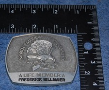 North American Hunting Club Life Member Fred Billmaier Belt Buckle, Complete