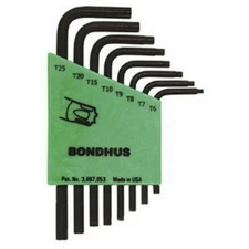 Bondhus 31732 Set of 8 Star L-Wrenches, Short Length, sizes T6-T25