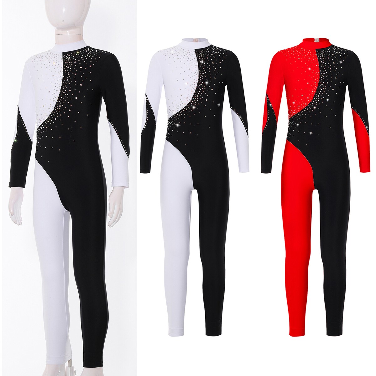 Kids Girls Leotards Outfits Gymnastic Unitard Bodysuits Long Sleeve Jumpsuit